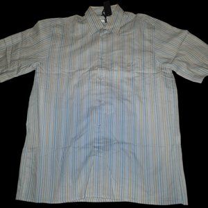 Georg Roth of Germany Classic Blue Striped Short-Sleeve Button-Up Shirt Size XXL